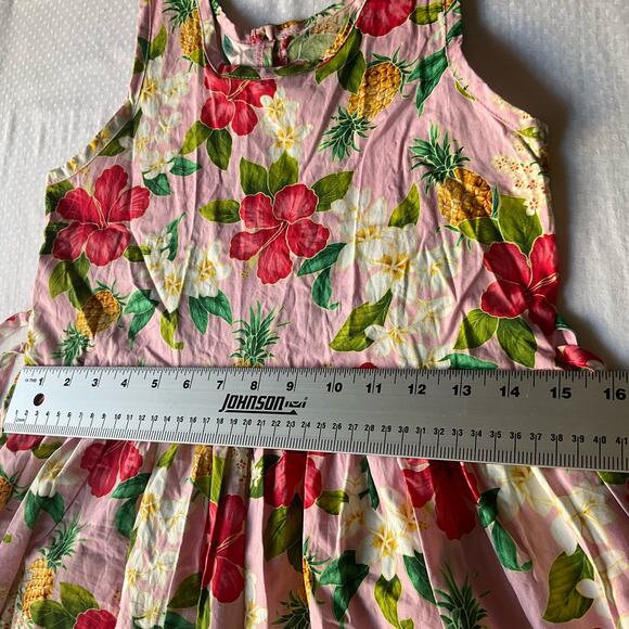 The Hawaiian Original Girls Sleeveless Knee-length Floral Dress size L,PinkGreen - Picture 4 of 9